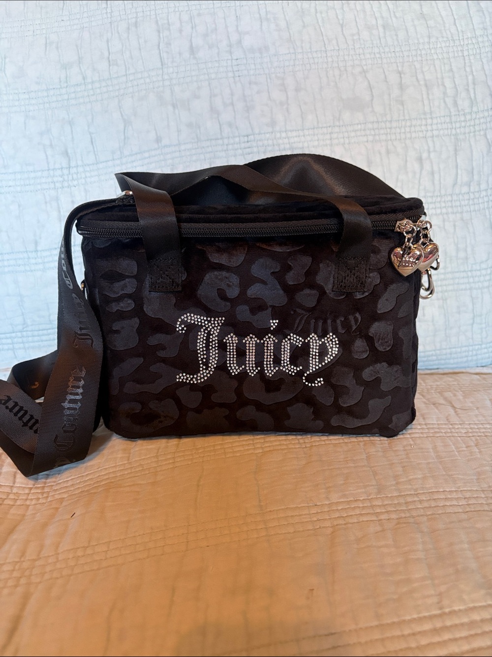 Juicy Couture Black Studded 'Juicy' Lunch Bag with Heart Charm